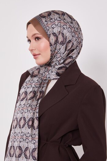 Levidor A.Coffee Reflection Pattern Indian Silk Shawl