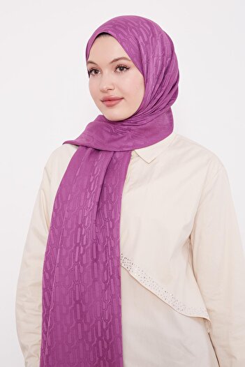 Levidor Violet Paperclip Pattern Blue Jacquard Shawl