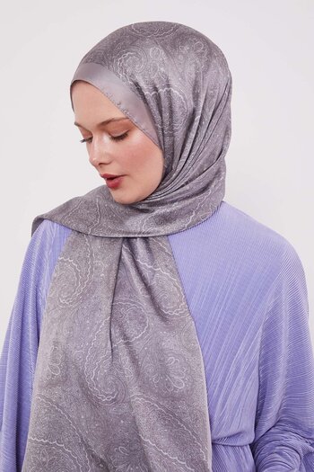 Levidor Gray Authentic Pattern Indian Silk Shawl