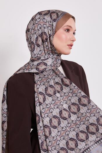 Levidor A.Coffee Reflection Pattern Indian Silk Shawl