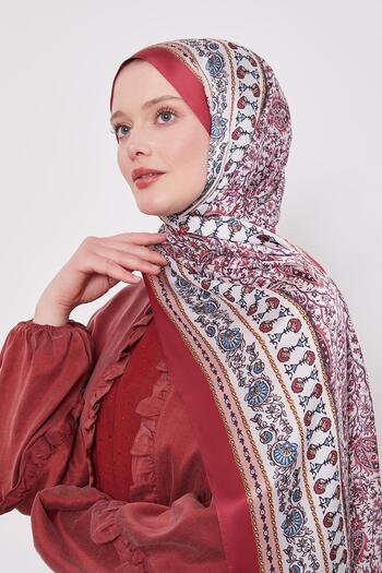Levidor Red Mini Flower Indian Silk Shawl