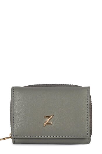 Zühre Snap and Zipper Detailed K.Gray Mini Wallet Zc026