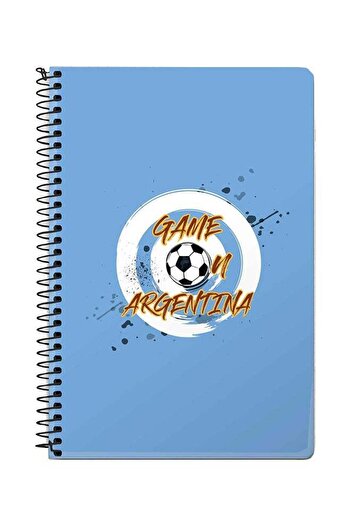 Stylizedd A5 Game On Argentina Printed Spiral Notebook Blue/White/Brown