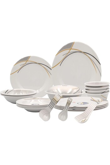 Melrich 22 Pcs Gold line Melamine Dinner Set
