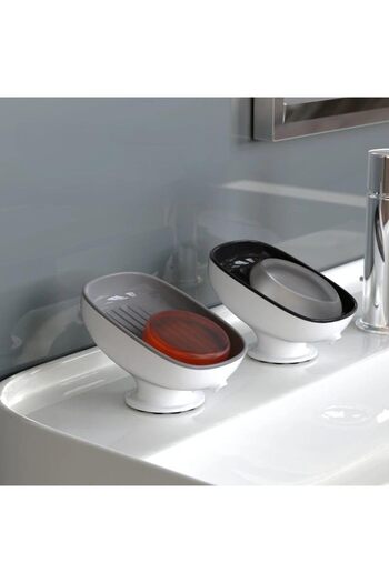 Mustore Yunhan double layer soap dish with suction cup water drain, vacuum water drain soap dish (2)