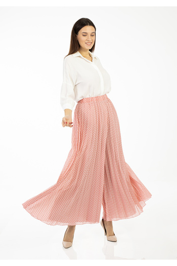 Guzella Maxi Length Polka Dot Pleated Chiffon Trousers