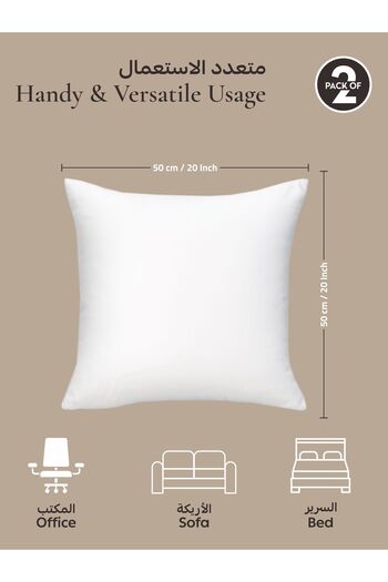 Donetella Cushion Insert 2-Pieces 50x50 cm – Soft Brushed Microfiber Throw Pillow Insert, Fluffy & Supportive.
