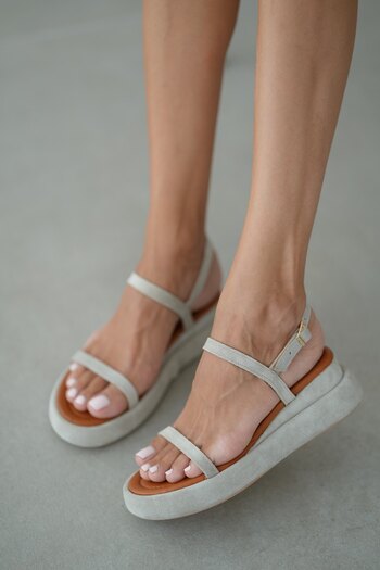 selinshoes Herdy Genuine Leather Two-Strap Women's Sandals - Mink Suede