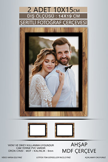 yhfoto 2 Pieces 10X15 Frame - Wood-Black Striped Frame - Mdf Frame - Pvc Photo Frame