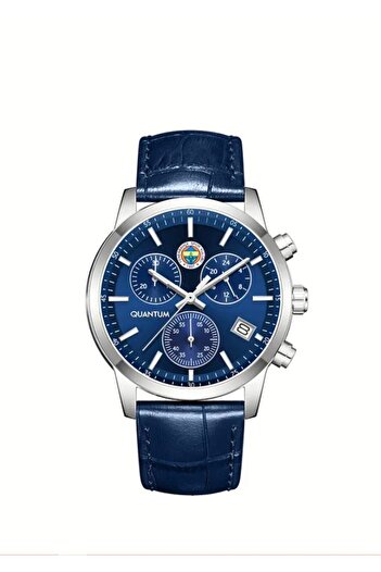 Quantum Brand Multifunctional Fenerbahçe Licensed 10Atm Waterproof Leather Cord Fan Wristwatch