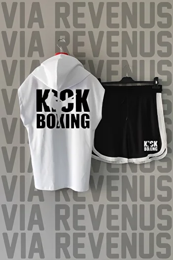 Vordevia Kick Boxing Front and Back Printed Zero Sleeve Hooded Sports Tshirt and Custom Jersey Fabric Sports Shorts