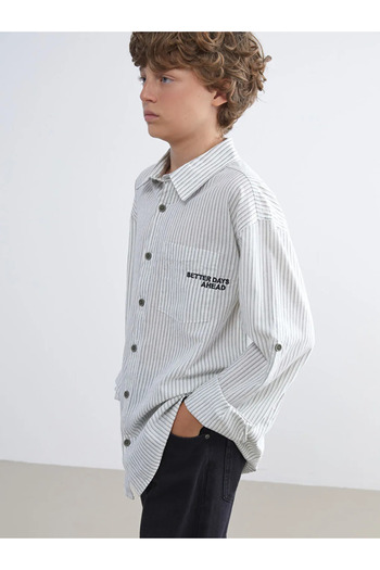LC Waikiki Lcw Kidsekru Striped Boy's Shirt