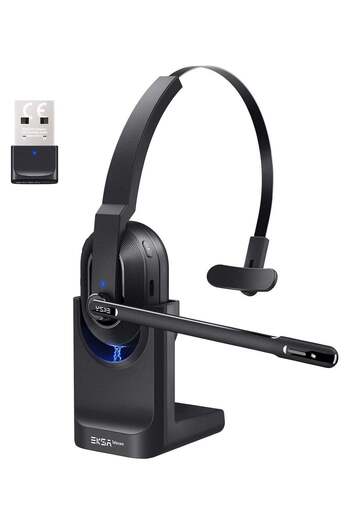 Eksa Bluetooth Headset, Wireless Headphones with AI-Powered Environmental Noise Cancelling Microphon
