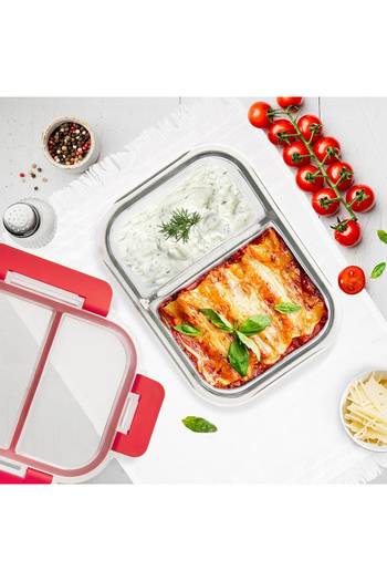 shumee Glass food container with lid and seal, divided, 1.3 l
