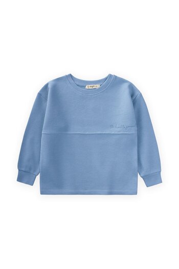 Cigit Oversize Waffle Seasonal T-Shirt 2-14 Years Indigo Blue