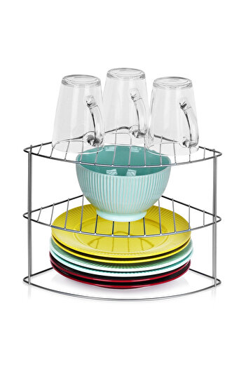shumee Grey metal kitchen corner shelf 23x23x21.5 cm