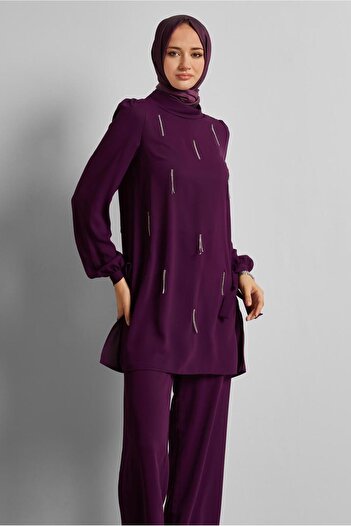 Alvina Stone Detail Pants Suit 45669