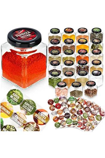 shumee Glass spice container 100 ml 24 pcs + 90 stickers