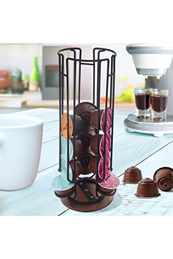 shumee RADKA Black Metal Rotating Coffee Capsule Holder 33.5 cm