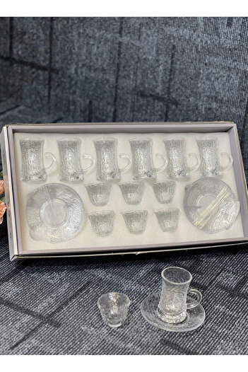 Generic 18-piece tea and coffee cup set with saucers