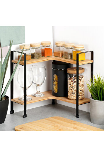 shumee Wooden corner kitchen shelf, 2 levels, 29.5x29.5x33.5 cm