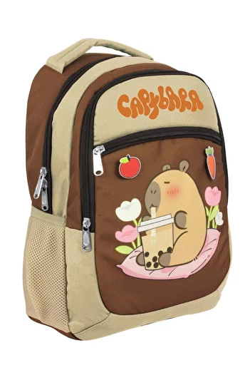 capybara Boy's Primary School School Backpack - Beige - Brown - 5230