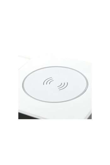 GTV Priză dreptunghiulară încorporată, 1 priză schuko, 2 USB A, cablu de 1,5 m, alb, încărcare wireless,