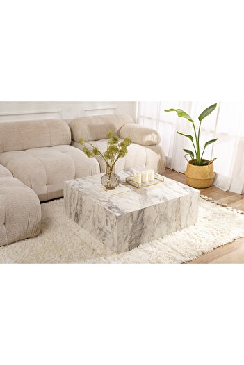 UnicUtil Coffee table, Modern Touch, UnicUtil, 90 x 90 x 35 cm, White-Grey