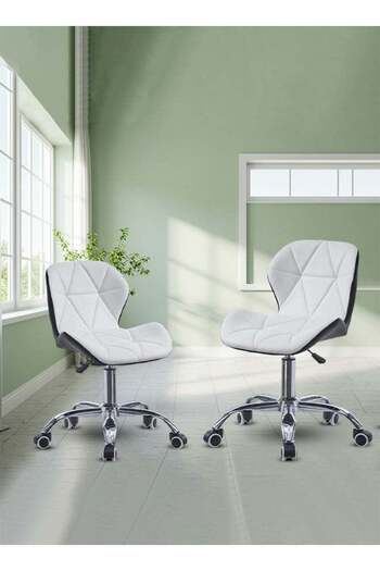 Taimi 2-Pieces Ergonomic Desk Chair with Adjustable Height Study Chair with Swivel Wheels 360°,White/Black