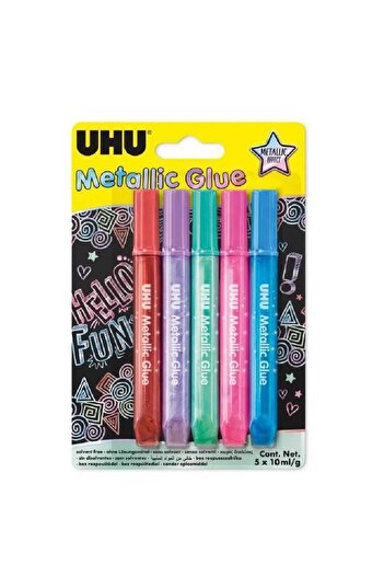 Uhu Metallic Glue – 5 Assorted Colors, Vibrant & Strong Adhesive for Crafts