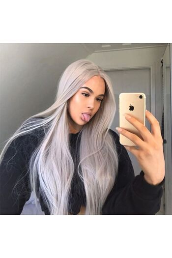 Generic Silver Gray Front Lace Wig: Euro-American New Style, Long Straight Hair, Middle Part
