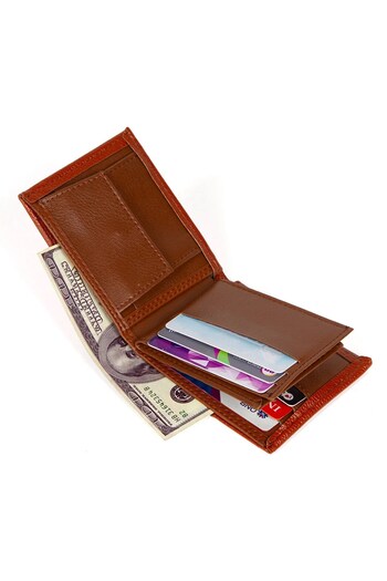 Newish Men's Tan Leather Coin Holder Card Holder and Wallet