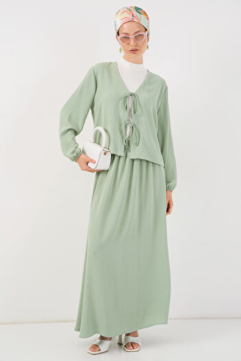 Bigdart Women's Ayrobin Kimono Skirt Double Set 8047 - Mint