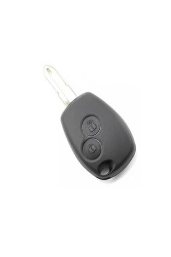 motor starter Car key case, compatible with Dacia Renault, 2 buttons, with stainless steel battery holder, black