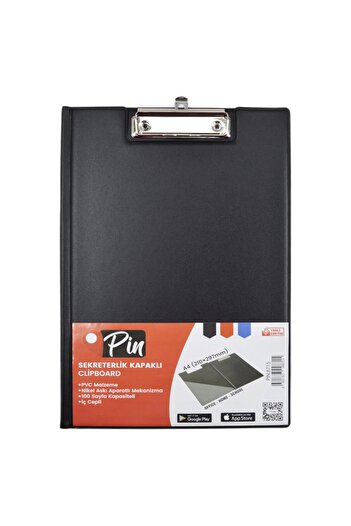 Pin A4 Plastic Cover Secretary Black (8715)