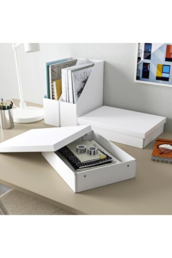 IKEA Fjaderharv Beyaz 25x35x8 cm Kapaklı Saklama Kutusu