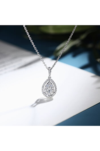 Choice XL074 Huitan Water Drop Micro Paved CZ Delicate Pendant Necklace Women Jewelry Luxury Accessory for