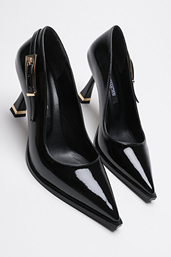 AleWomen Poni Siyah Rugan Topuklu Kadın Stiletto