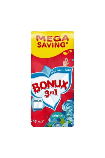 Bonux 3 In 1 Original Laundry Powder Detergent, Manual Wash, 7Kg