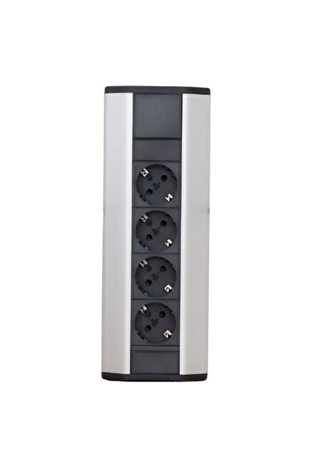 Mercaton Distribuitor Electric, Montaj pe Colt, 4 Prize cu Protectie pentru Copii, 250 V, 16 A, Argintiu
