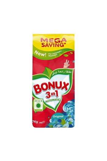 Bonux 3 In 1 Automatic Laundry Powder Detergent, Original Scent, 7Kg