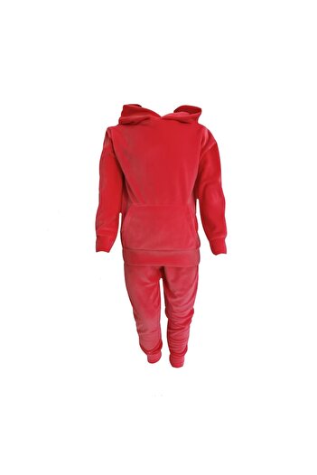 L-line fashion Two-piece Velvet Kids Outfit, Coral Red, Size 87-92 cm, Age 18-24 Months