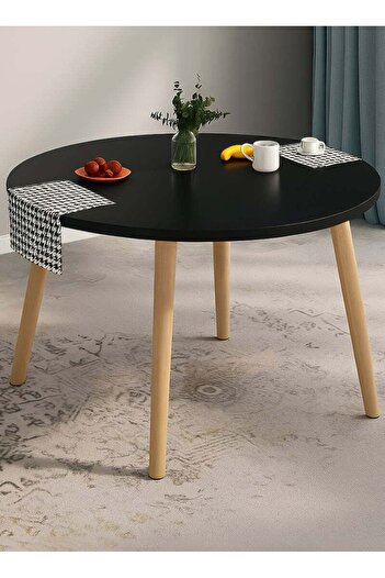 Taimi Modern Round Dining Table, for Kitchen, Dining Room, Living Room 80x80x73cm - Black
