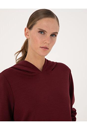 Pierre Cardin Vişne Oversize Modal Blend Hooded Sweatshirt 50314972-Vr223