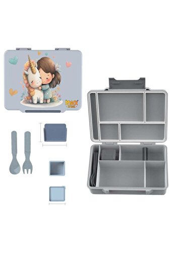 Snack Attack Gamer Bento Lunch Box for Kids – 5 Compartment Convertible Lunchbox with Leakproof Si