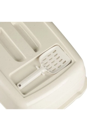 divendi-ro Cat litter box, plastic, with door and beacon, dimensions 46x36x40cm, black-beige