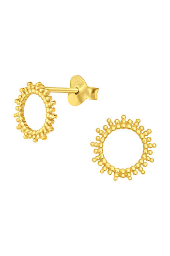 Eva Grace Julia silver earrings, 24K gold plated, sun shaped