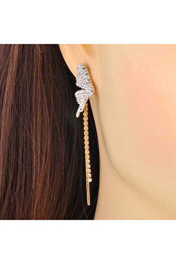 Eva Grace Ira long golden butterfly earrings made of 18K gold-plated stainless steel - Collection