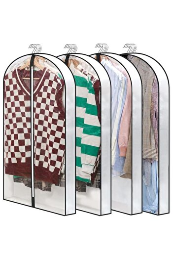 Generic YLmeet Transparent Clothing Bags - 4-Pack Hanging Garment Covers for Jackets, Coats, Shirts - Close