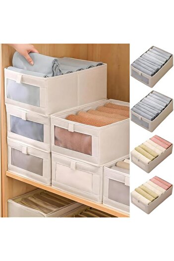 Generic ANTOLE 4pcs Jeans Storage Box,Wardrobe Clothes Organizer,Closet Organizer,Visible Linen Storage box